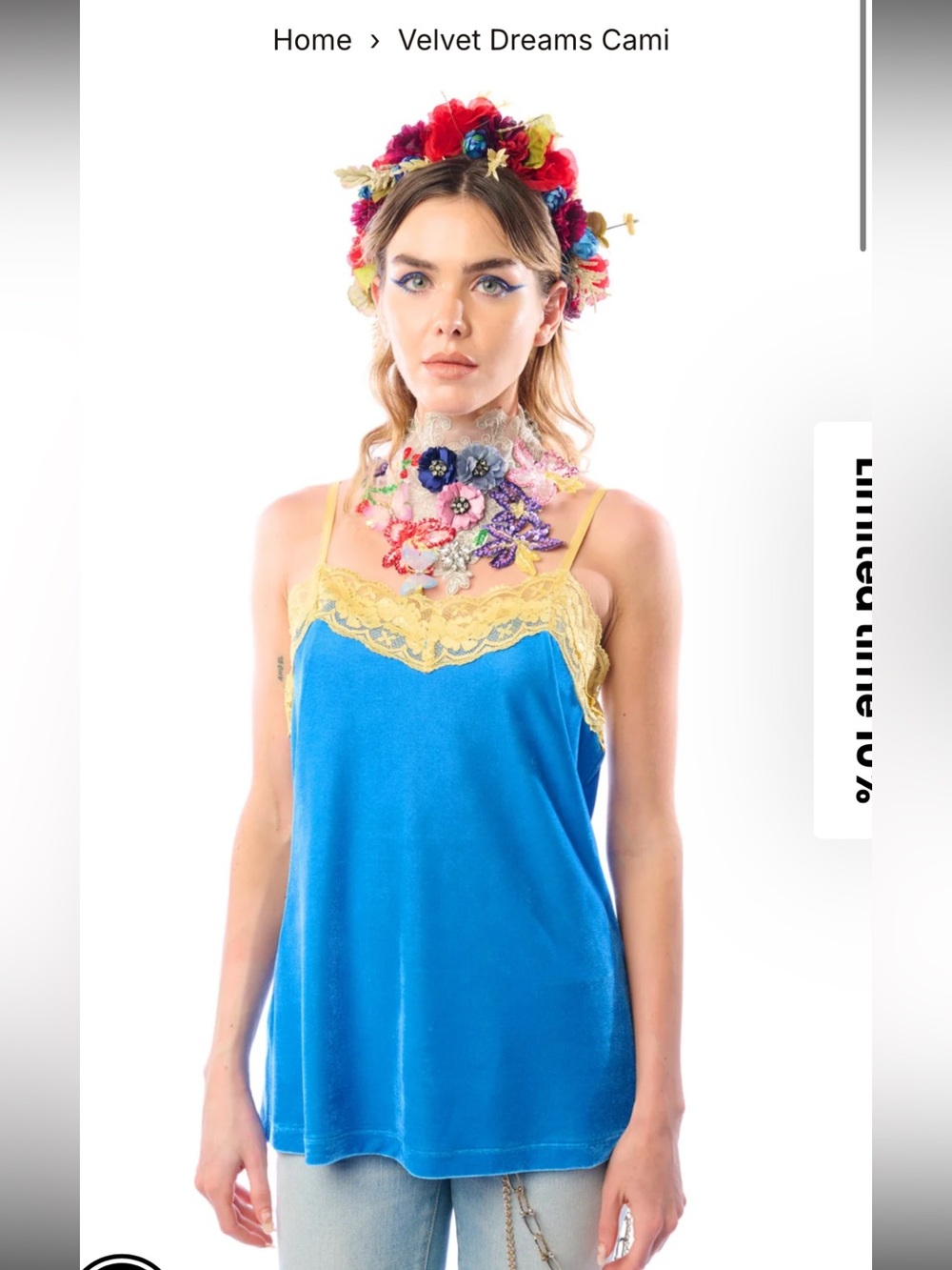 NWT Aratta Silent Journey- Velvet Dreams Cami- Blue
